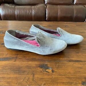 Birdies Womens size 7.5 The Starling Loafers Velvet Slip On Cushioned Flats Gray